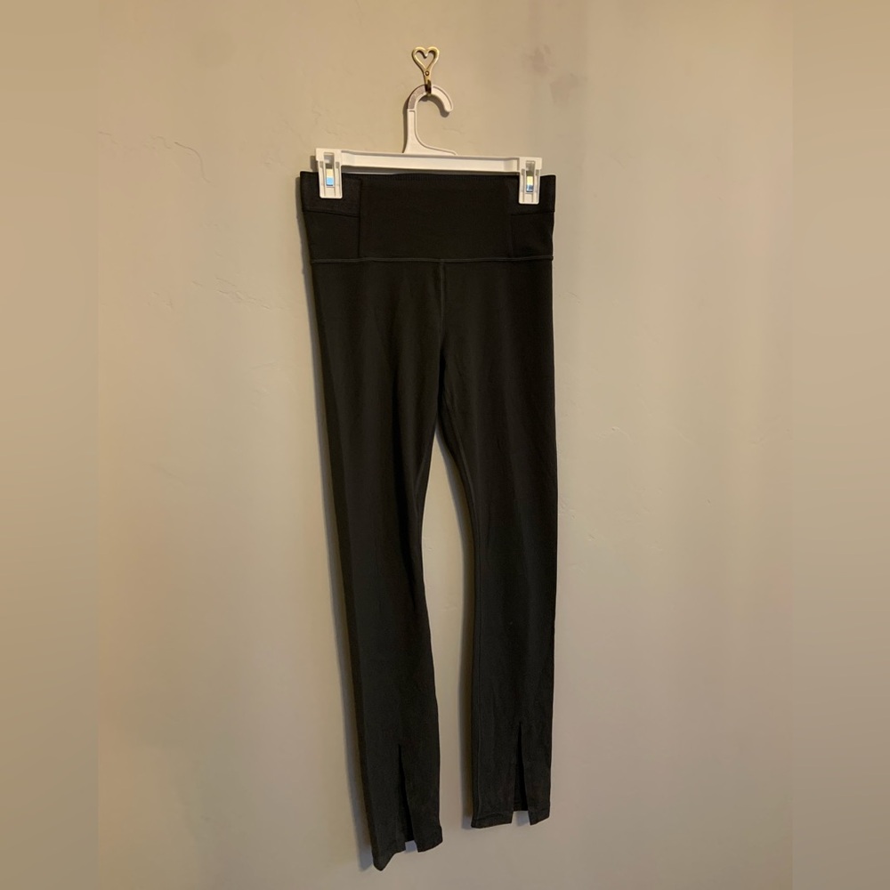 Athleta Aura Split Pant Women’s Stretch Workout  Leggings Small Olive Green Gray